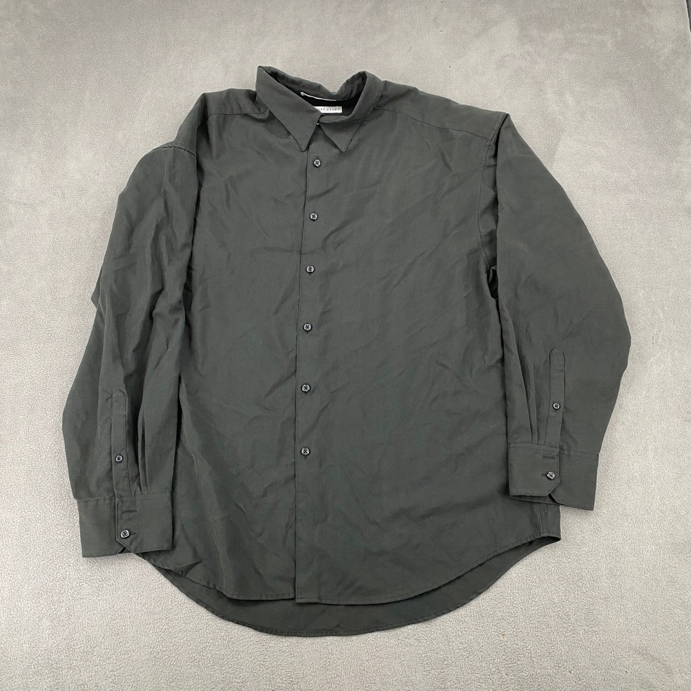Geoffrey Beene Mens XL Long Sleeve Button Down Shirt Gray Rayon Blend 8026